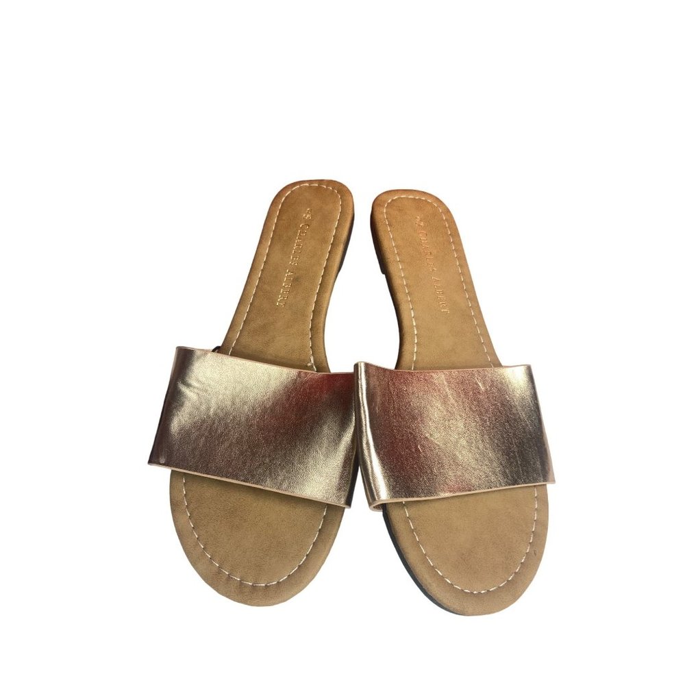 Charles Albert Women’s Rose Gold Slide On Sandals Style Carrie Size Small